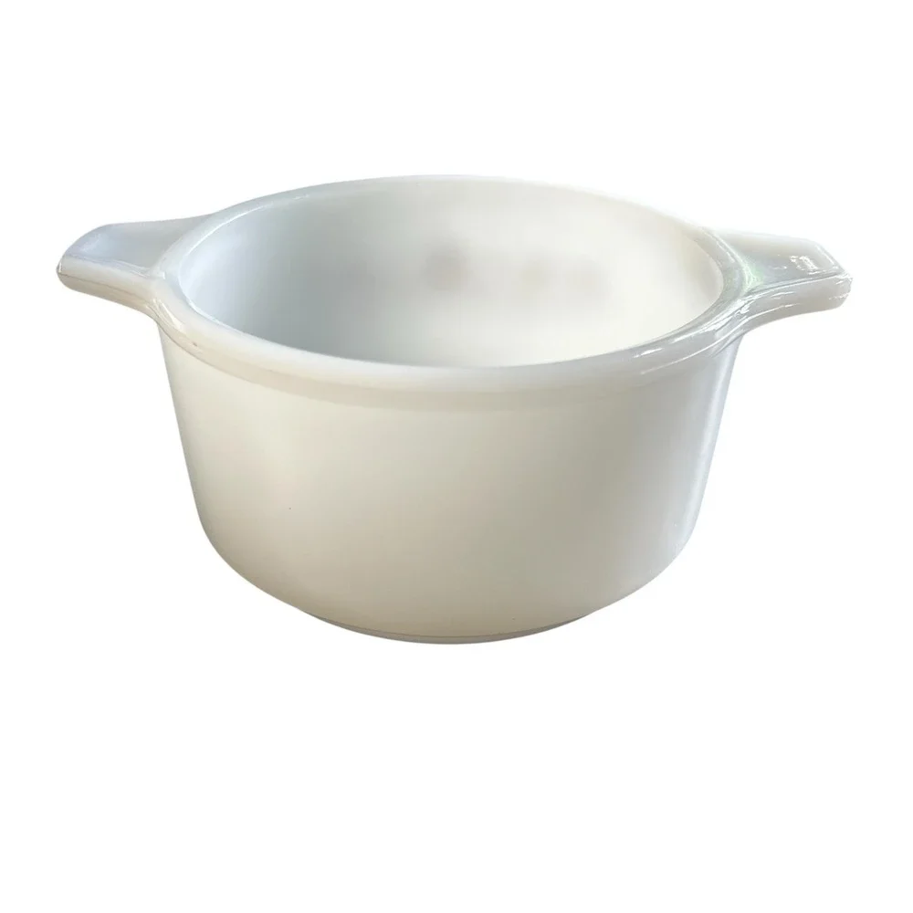 Vintage Pyr-o-Rey Dynaware Milk Glass Brown Daisy Individual‎ Casserole Dish